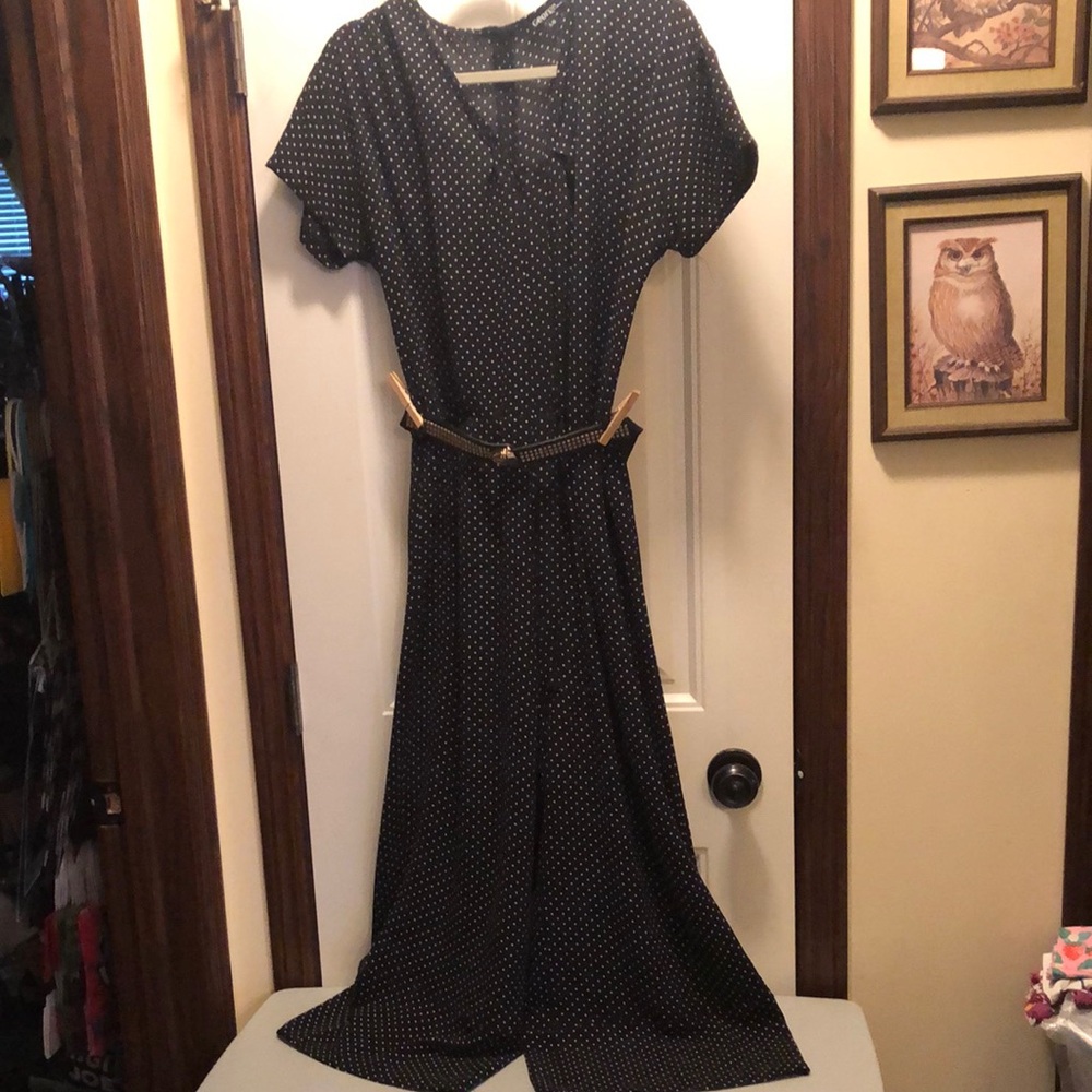 🦞George Black Polka Dot Jumpsuit